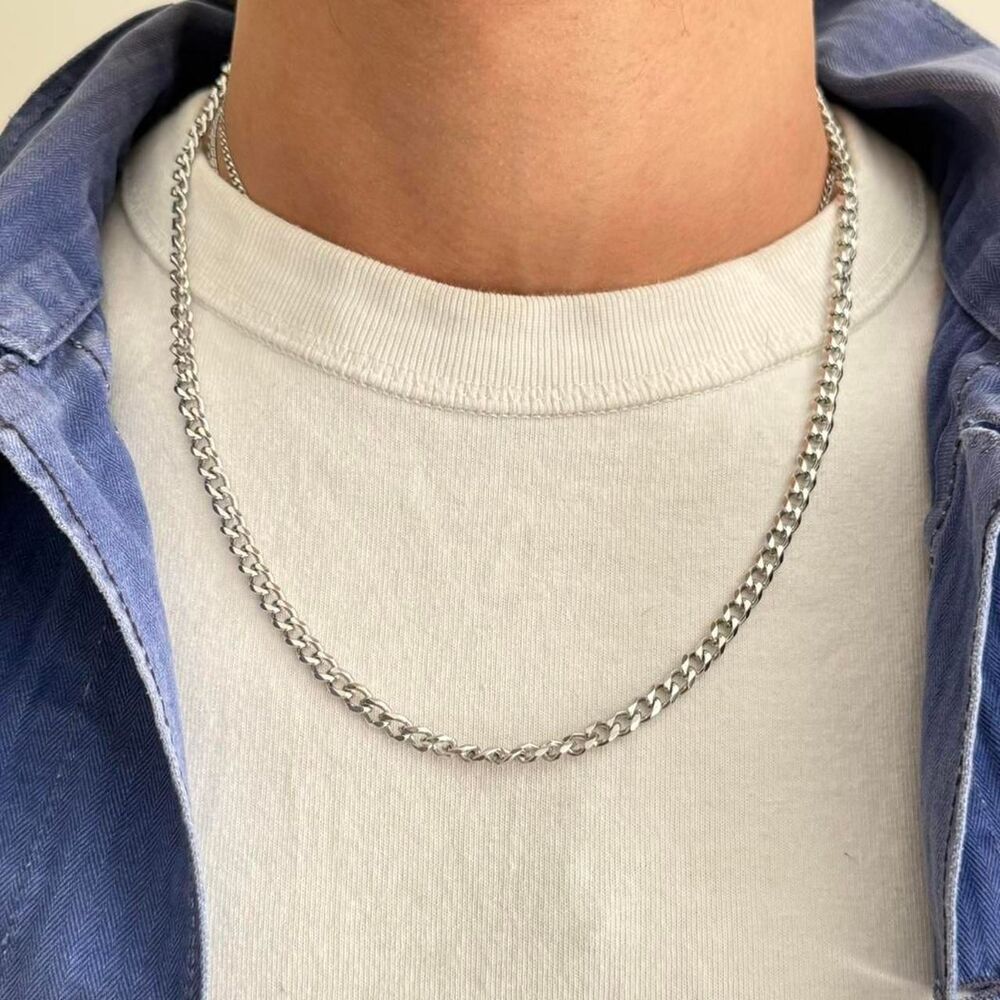 y2k silver cuban link chain necklace